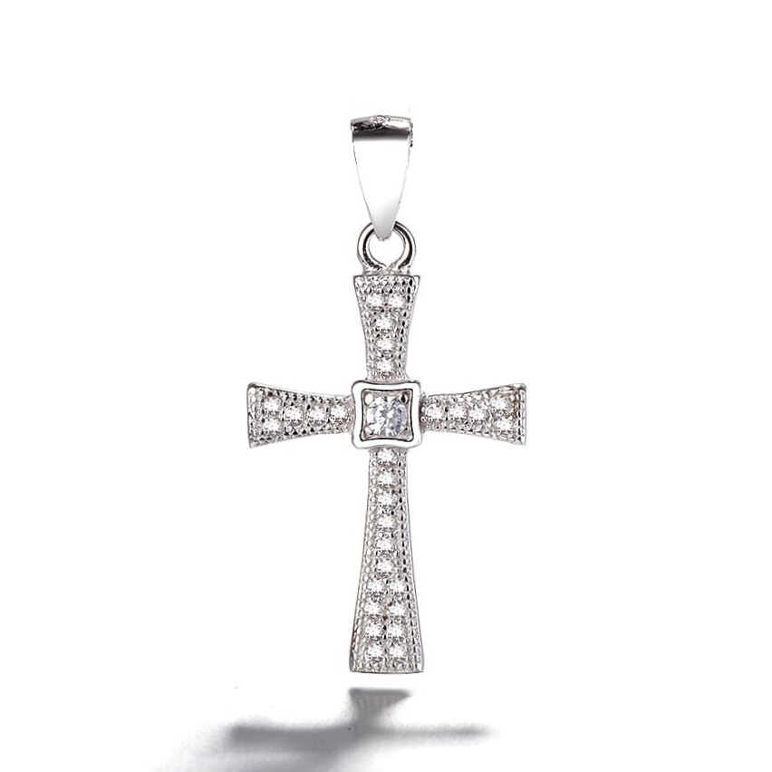 Pandantiv argint 925, JW1301, model cruce, placat cu rodiu