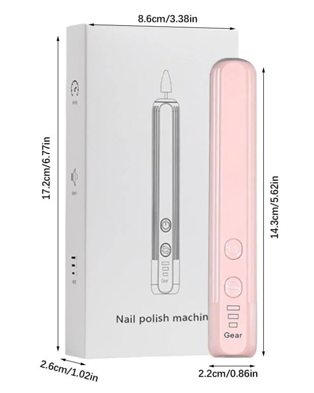 Pilă electrică unghii 6 în 1, reîncărcabilă USB, cu set freze, roz — imaginea 3