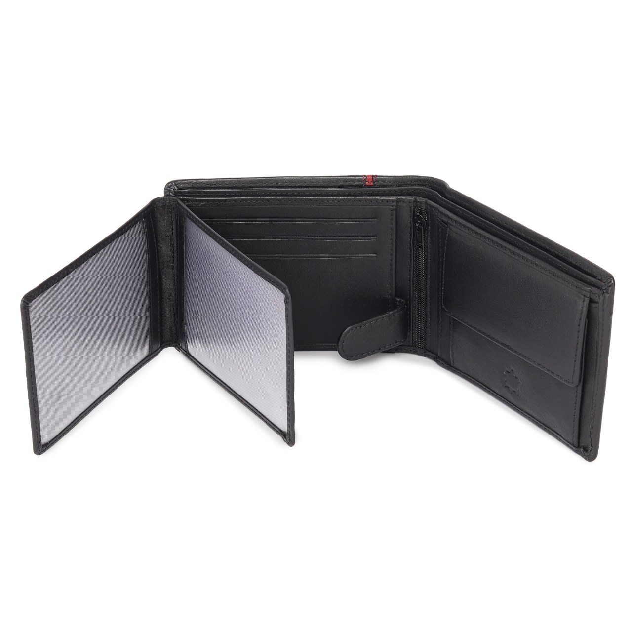 Portofel barbati Ronno, Traian PT1447, piele naturala, Negru / Rosu - imagine 2