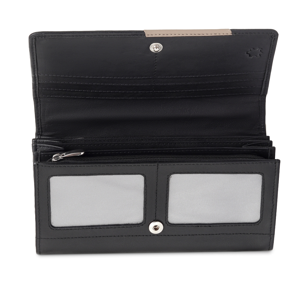 Portofel dama Marquise, Nectaria PT1465, piele naturala, Negru/Crem - imagine 3