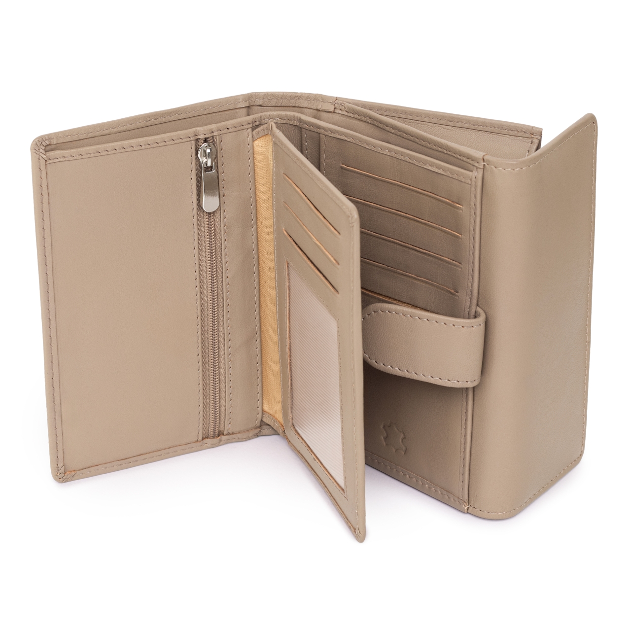 Portofel dama Marquise, Perseida PT1456, piele naturala, Bej - imagine 3