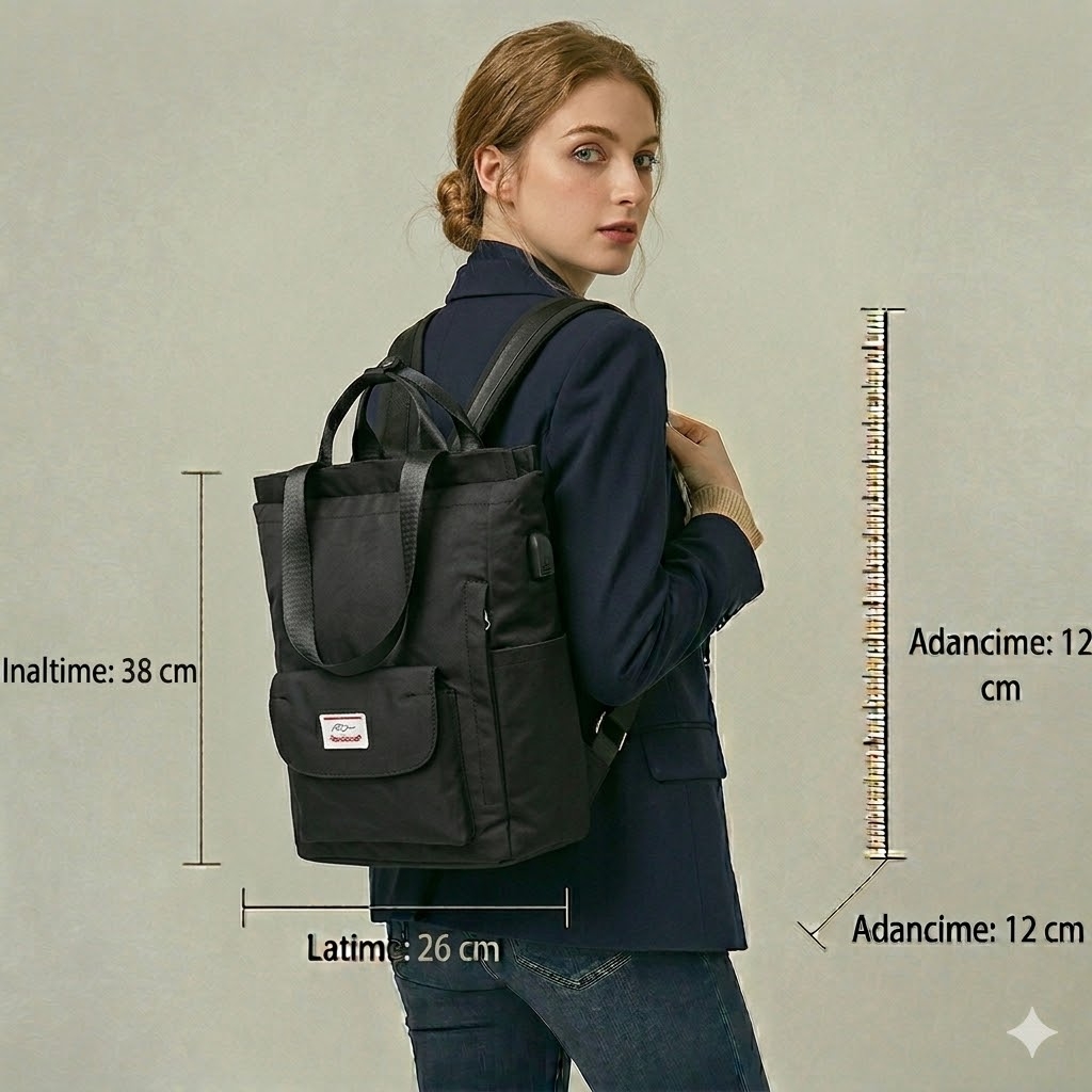 Rucsac dama Cazimira, GT1926, model negru - imagine 2