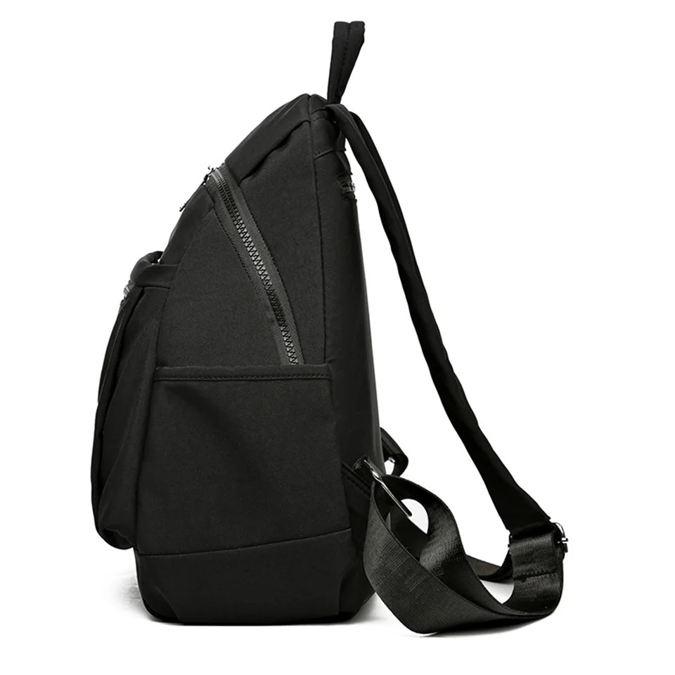 Rucsac damă material textil, broderie florală, buzunar frontal, negru — imaginea 5