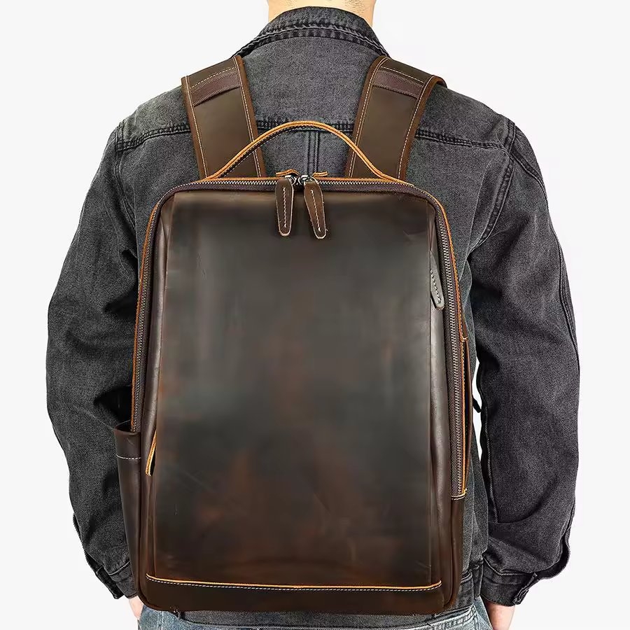 Rucsac pentru barbati, Sylas GT3319, piele naturala, Maro inchis - 1 | YEO