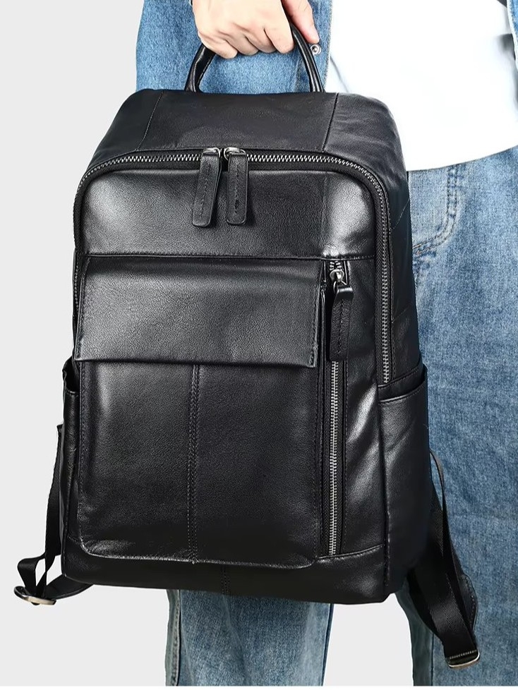 Rucsac pentru barbati, Valerian GT3324, piele naturala, Negru - 2 | YEO