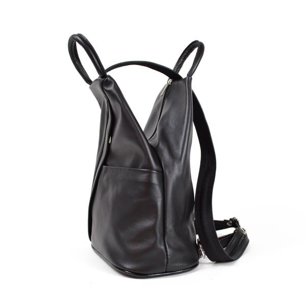 Rucsac pentru dama, Stefania GT1759, piele naturala, negru-rosu - 1 | YEO