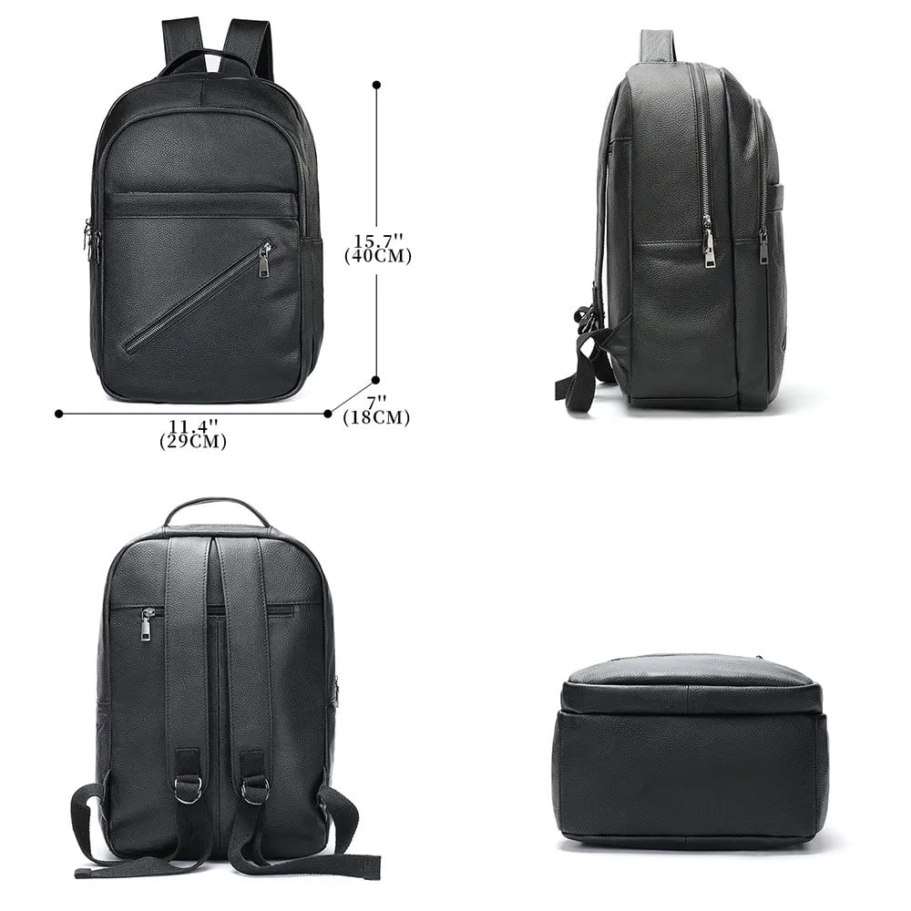 Rucsac unisex, Zephyr GT2730, piele naturala, Negru - 2 | YEO