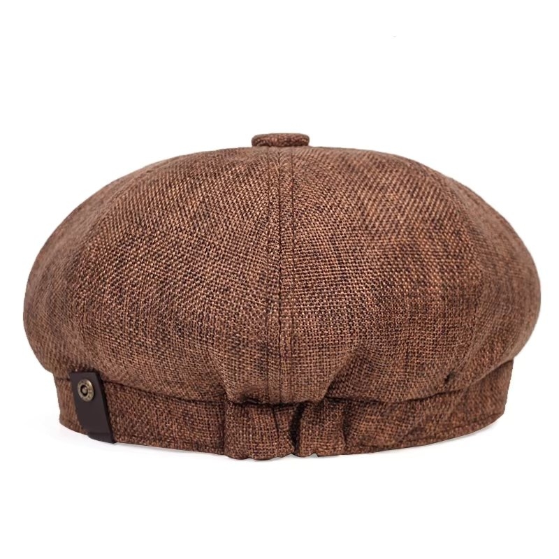 Bască bărbați țesătură herringbone, model newsboy, maro — imaginea 3