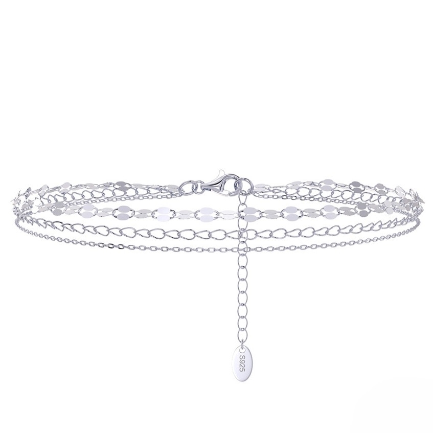 Bratara de glezna argint 925, JW1814, model triplu, placata cu rodiu