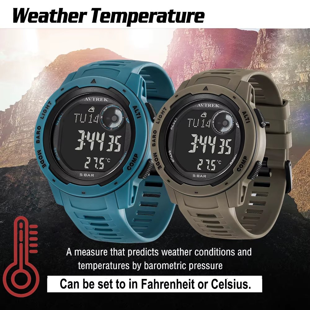 Ceas barbatesc digital Avtrek CS1761, silicon, albastru, cadran negru