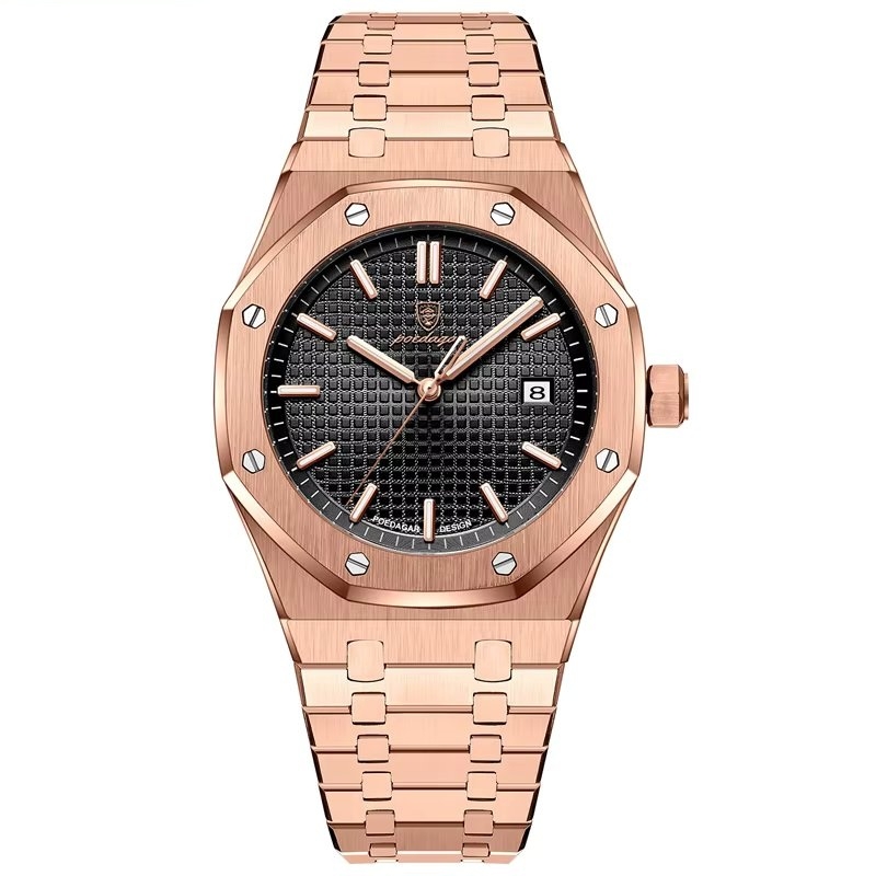 Ceas barbatesc Poedagar CS1862, otel inoxidabil, rose gold, cadran negru