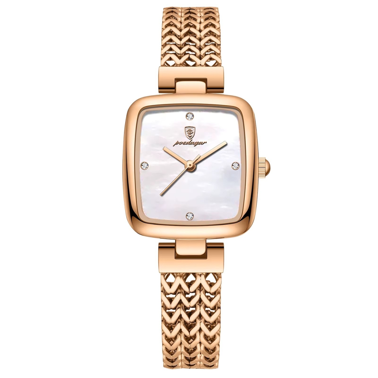 Ceas de dama Poedagar CS1912, otel inoxidabil, rose gold, cadran alb