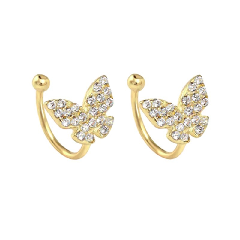 Cercei ear cuffs argint 925, JW1679, model fluture, placat cu aur
