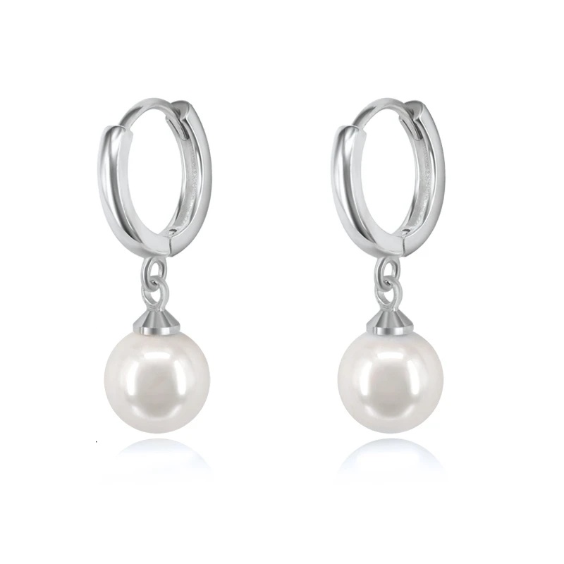 Cercei rotunzi argint 925, JW1103, model perla, placati cu rodiu