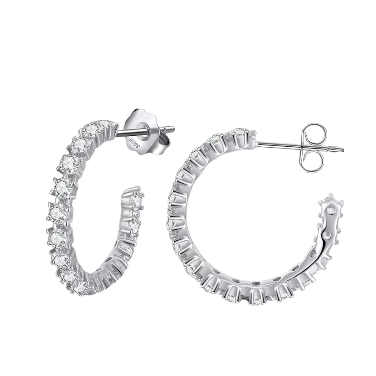 Cercei rotunzi argint 925, JW1792, model elegant, placati cu rodiu