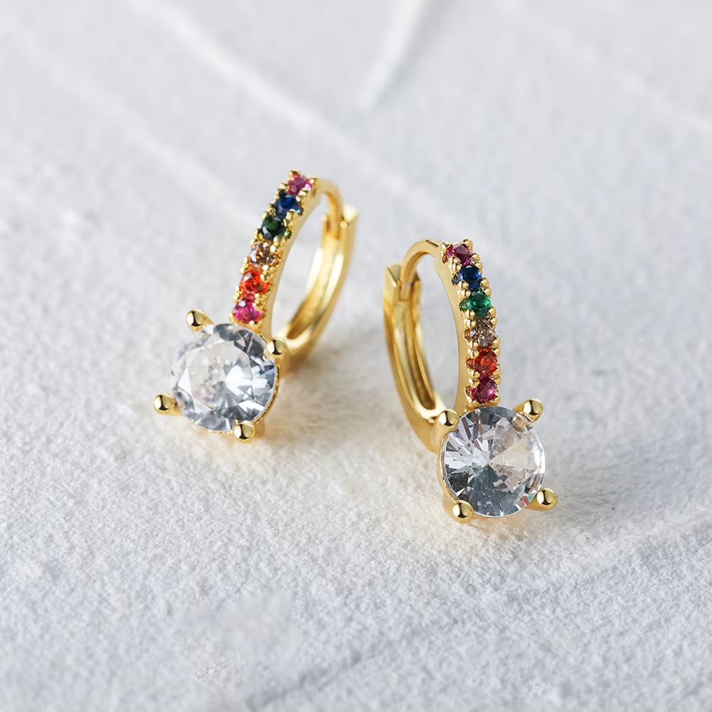 Cercei rotunzi argint 925, JW1795, model elegant, placati cu aur