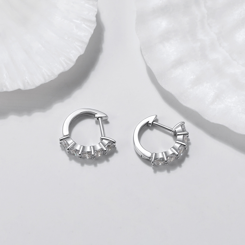 Cercei rotunzi argint 925, JW1798, model cu zirconiu, placati cu rodiu