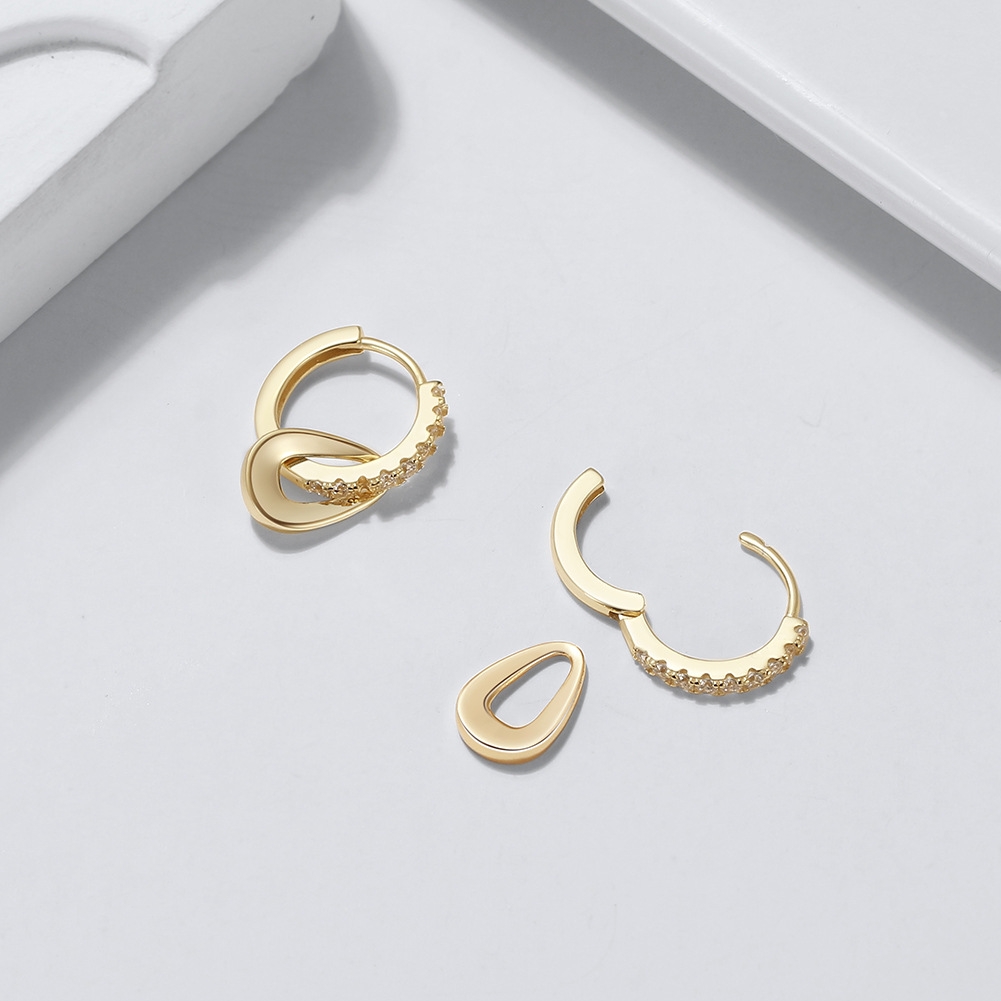 Cercei rotunzi argint 925, JW1801, model elegant, placati cu aur