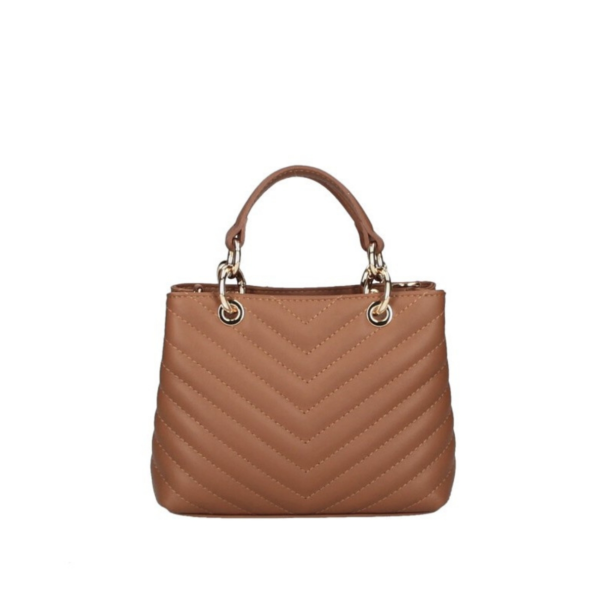 Geanta de dama, Ellvira GT3782, piele naturala, Cognac