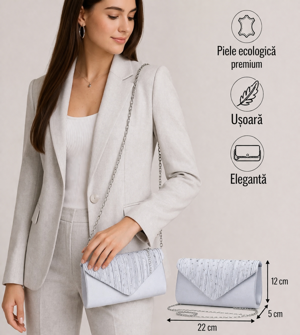 Geanta de ocazie, Lirael GT2465, Argintiu - imagine 2