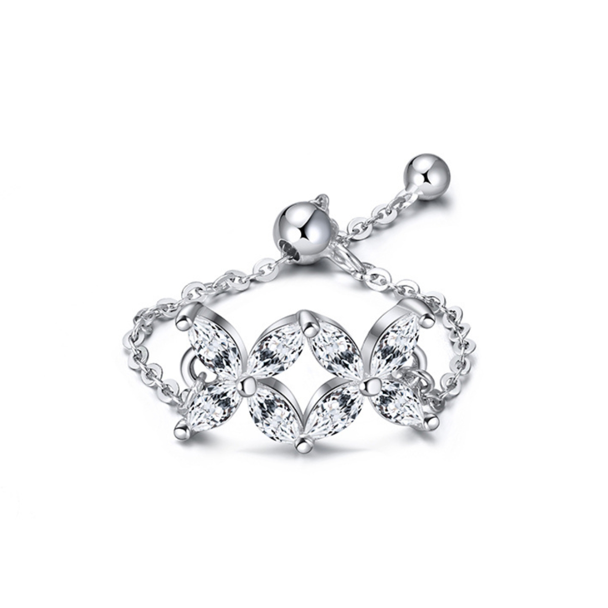 Inel reglabil argint 925, JW1804, model cu zirconiu, placat cu rodiu