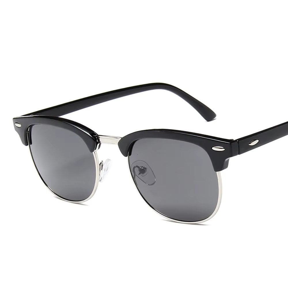 Ochelari de soare unisex, SG048, Negru/Argintiu