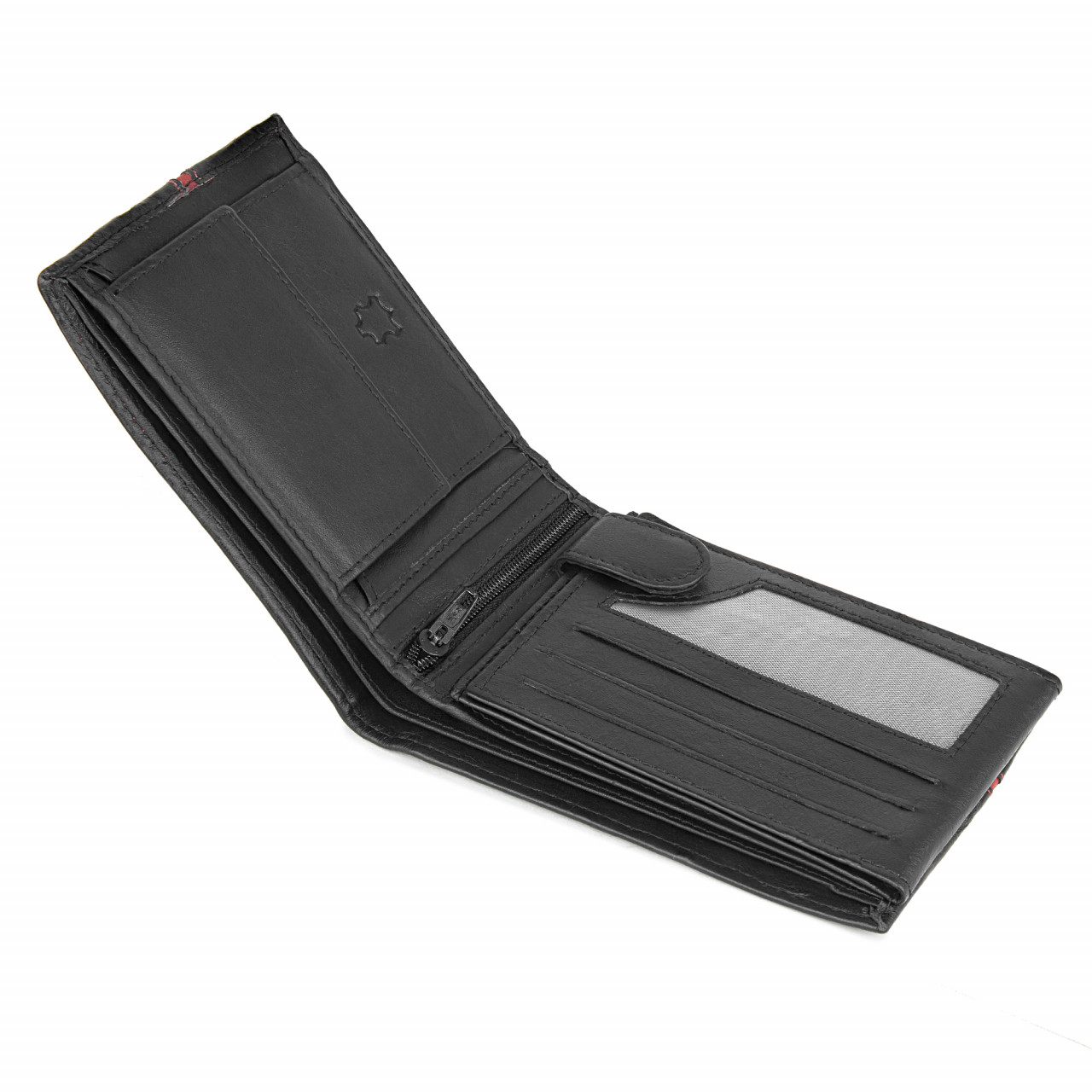 Portofel barbati Ronno, Frederic PT1467, piele naturala, Negru - Rosu - imagine 3