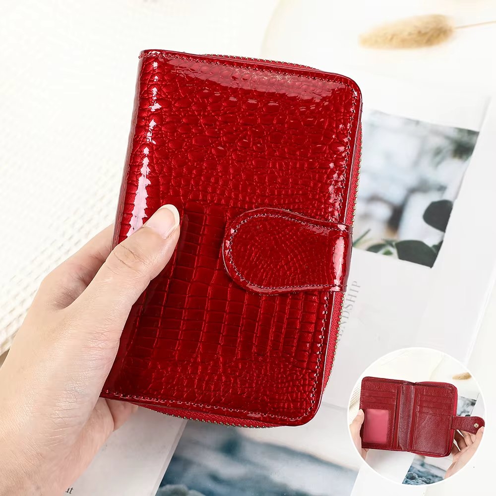 Portofel dama Delis, Yasmine PT1440, piele naturala, Rosu