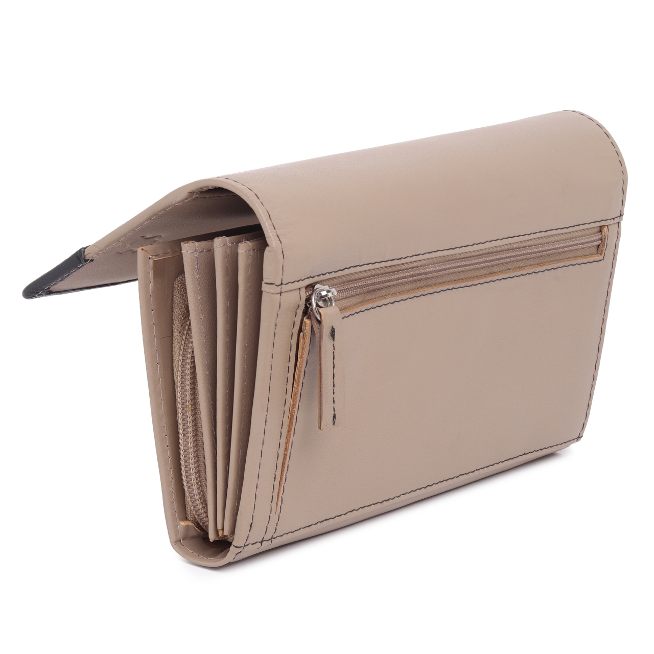 Portofel dama Marquise, Bluma PT1502, piele naturala, Crem/Negru - imagine 4