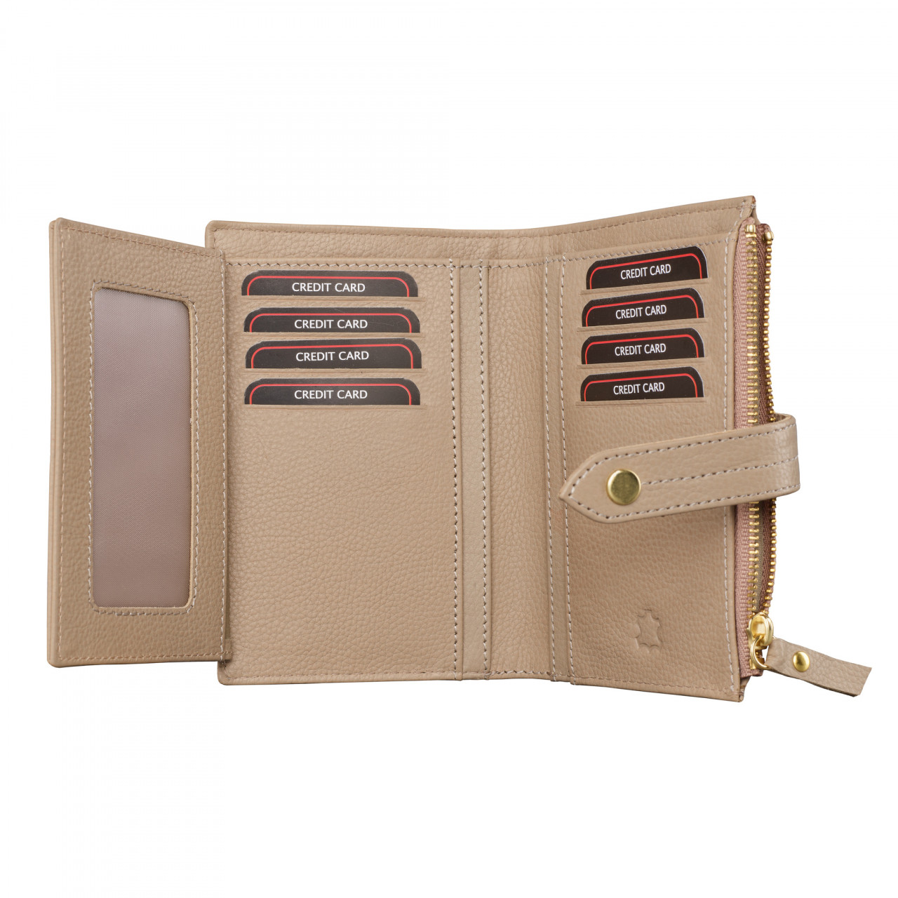 Portofel dama Marquise, Leandra PT1500, piele naturala, Crem - imagine 2