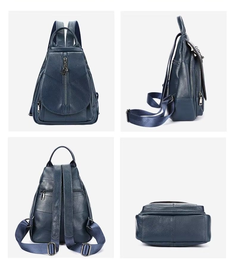 Rucsac dama, Daliah GT3641, piele naturala, Albastru - 3 | YEO