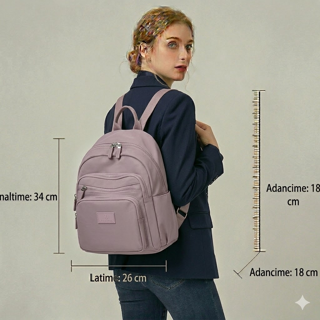 Rucsac dama Neli, GT1835, material textil, mov - imagine 2