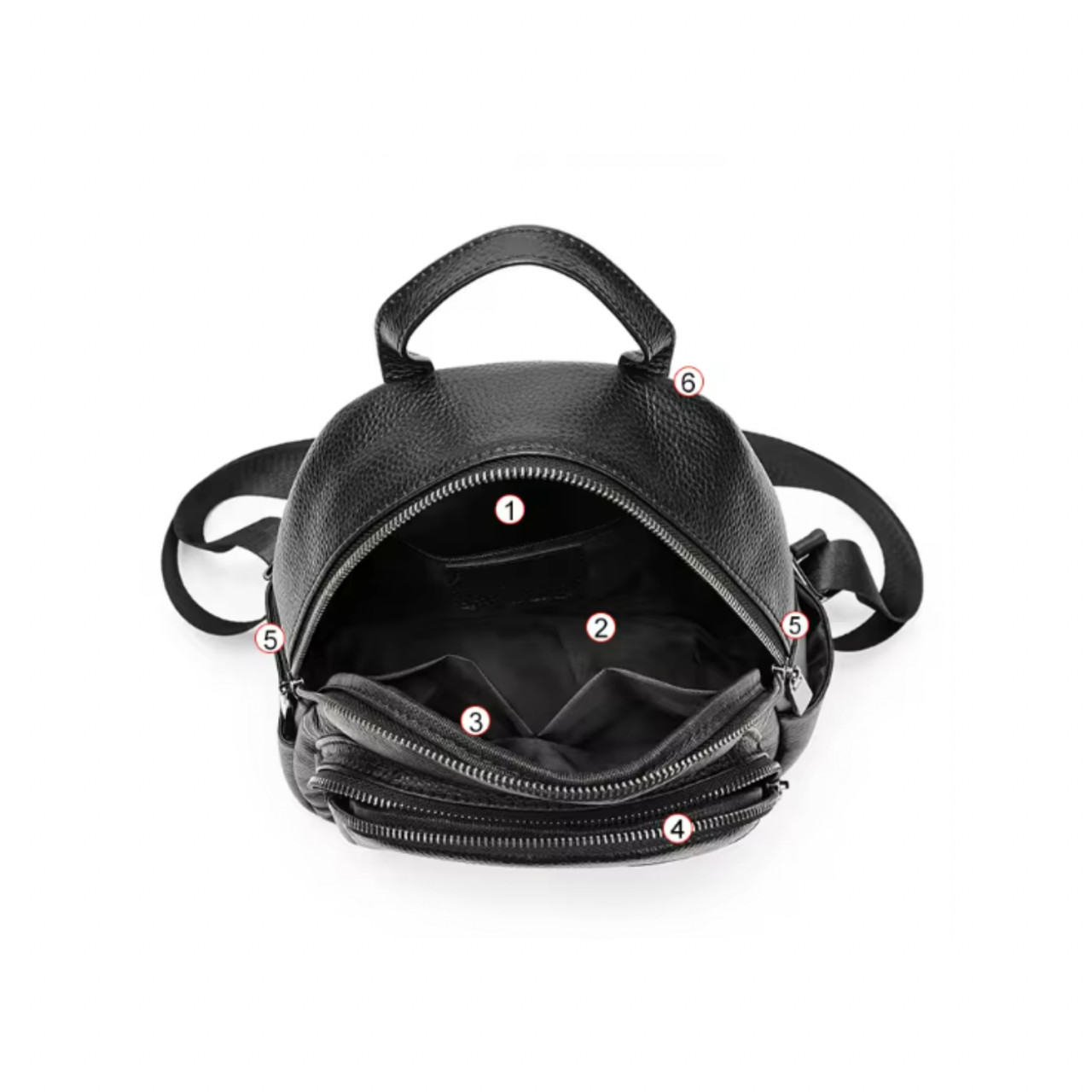 Rucsac de dama, Eulalia GT2736, piele naturala, Negru