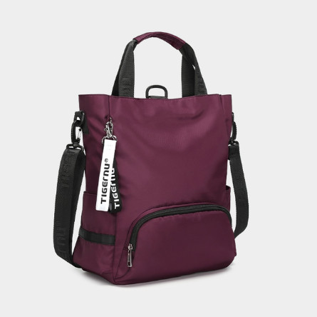 Rucsac geantă 2 în 1 unisex, material textil, curea de umăr, bordo