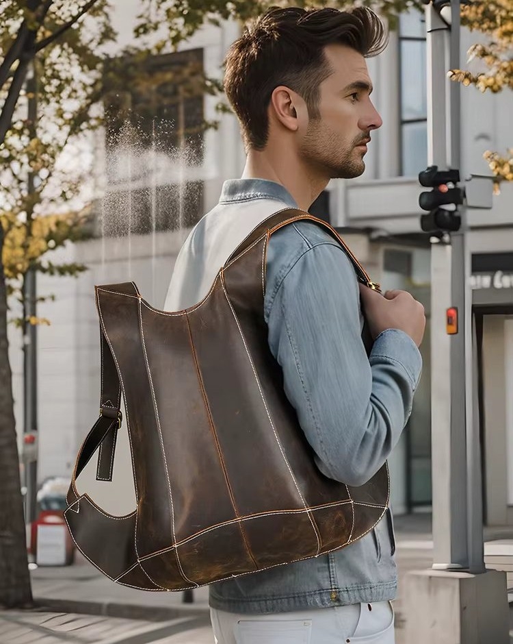 Rucsac pentru barbati, Draven GT3316, piele naturala, Cognac - 1 | YEO