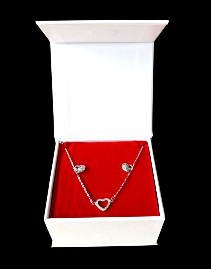 Set cadou pentru dama, Bratara + Cercei, model inima, SET38