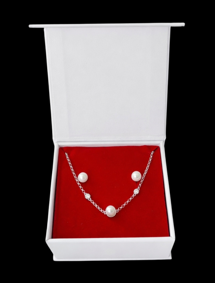 Set cadou pentru dama, Bratara + Cercei, model perla, SET37