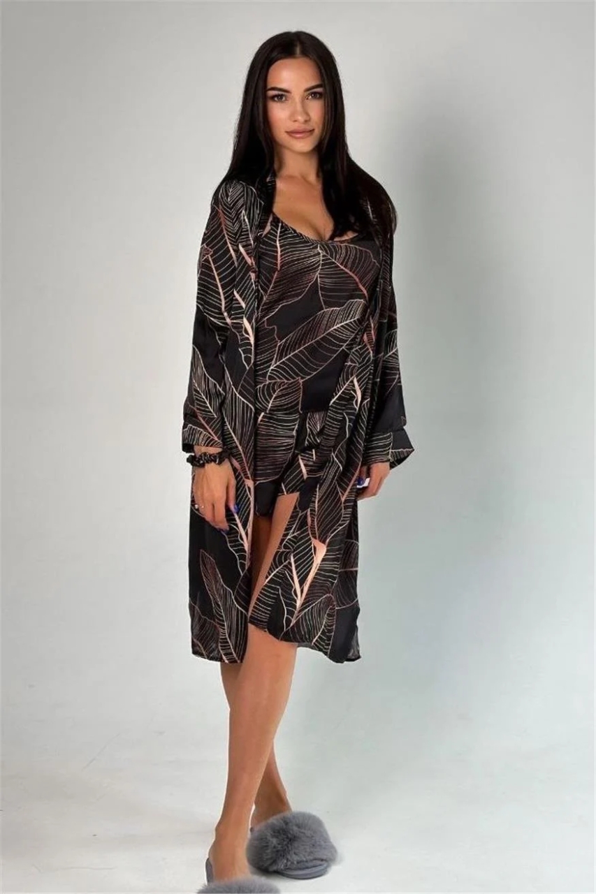 Set pijama dama din doua piese, cu bretele si pantaloni scurti – 2300744, Negru - imagine 2