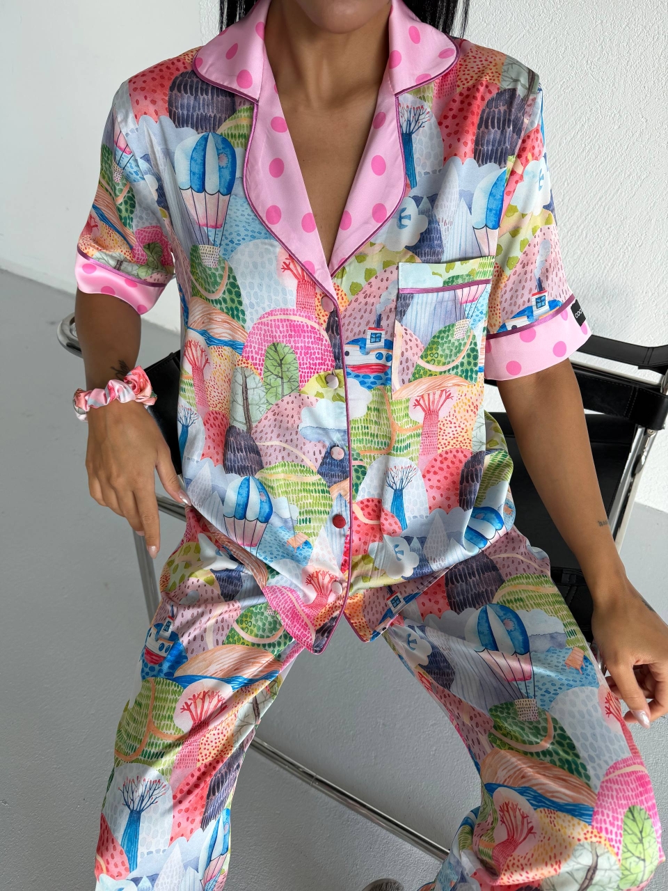 Set pijama dama din doua piese, cu nasturi – 2500371, Playful World - imagine 7