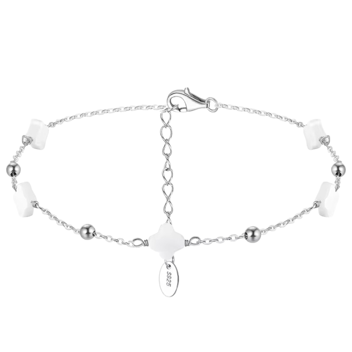 Bratara de glezna argint 925, JW1805, model trifoi, placata cu rodiu