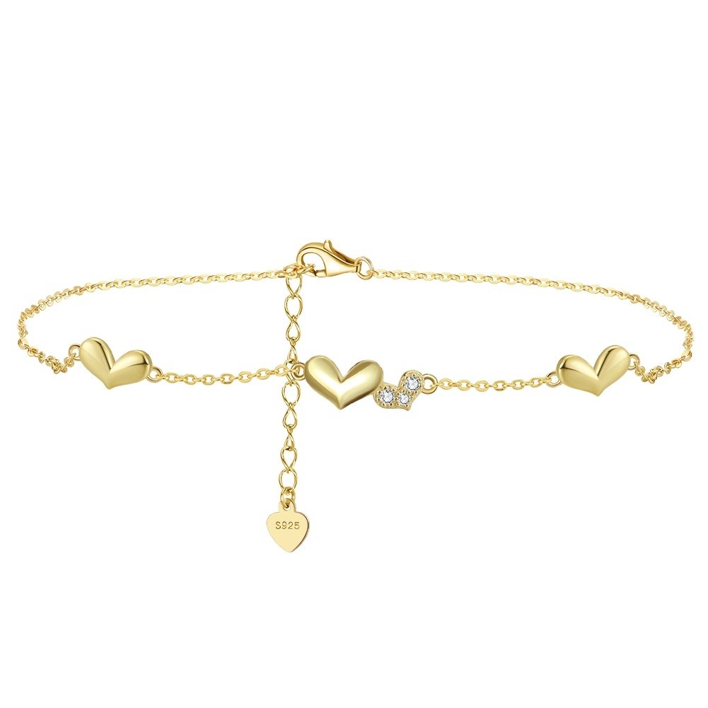 Bratara de glezna argint 925, JW1818, model inimioare, placata cu aur