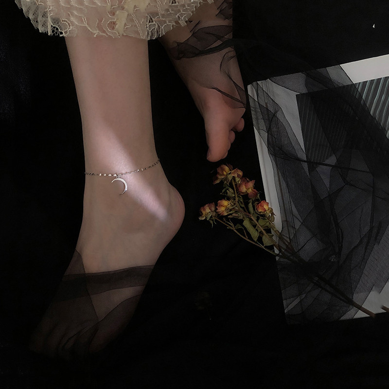 Bratara de glezna argint 925, JW533, model semiluna, placata cu rodiu