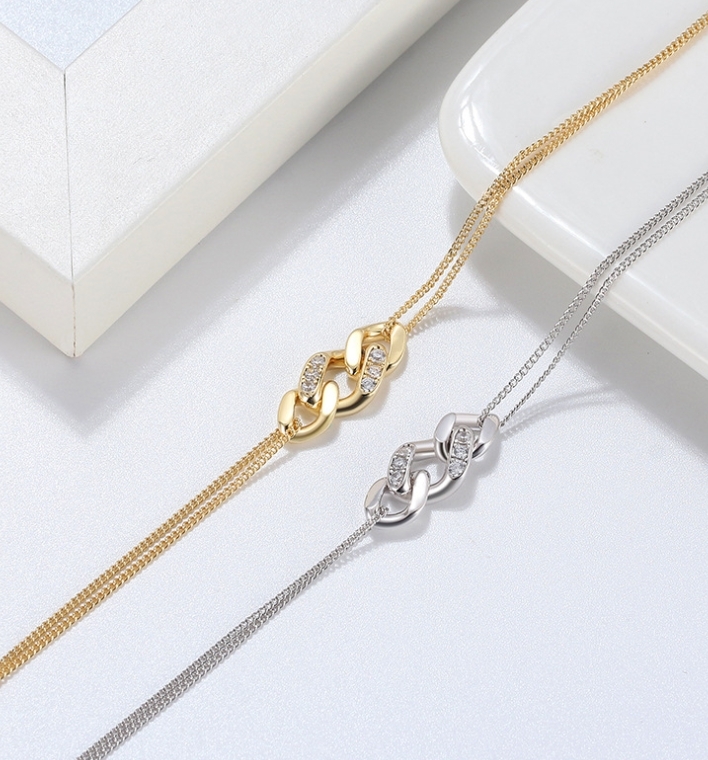 Bratara din argint 925 pentru dama, JW1775, model dublu, placata cu rodiu