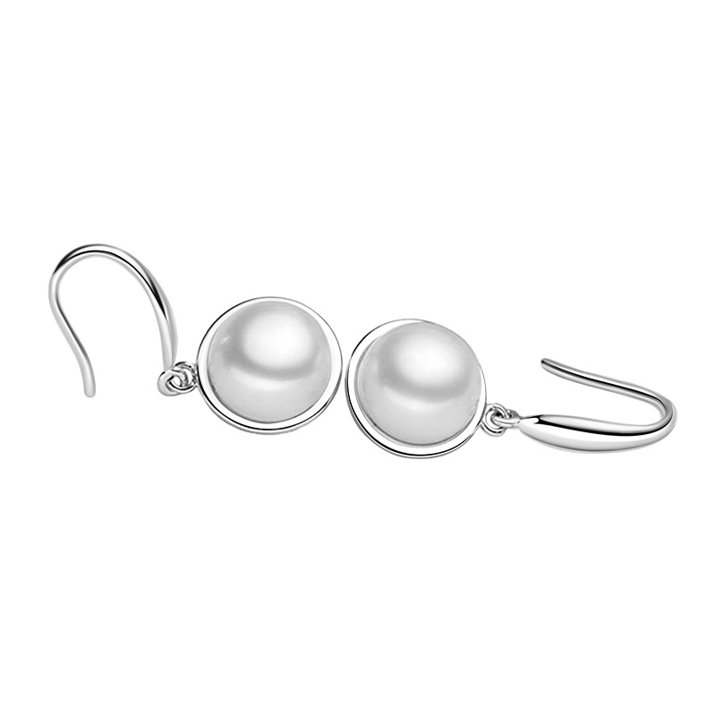 Cercei argint 925, JW1561, model perla, placati cu rodiu