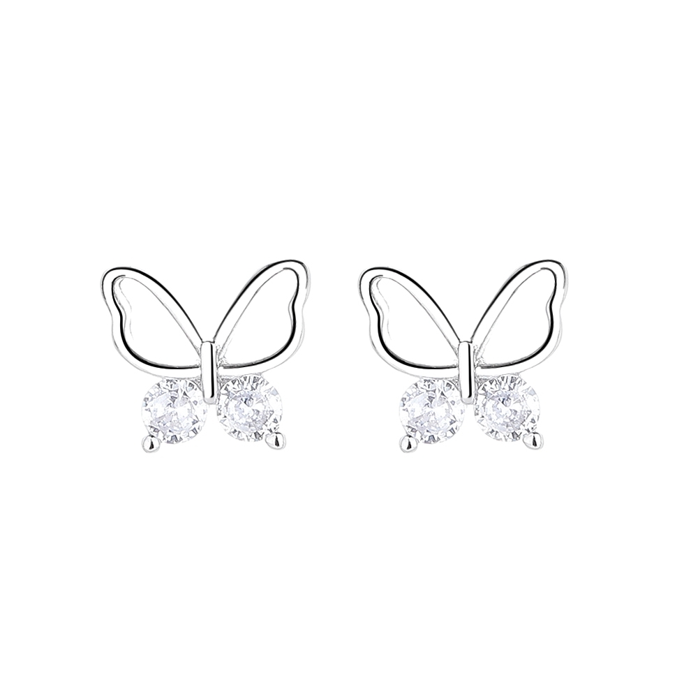 Cercei argint 925, JW1586, model fluture, placati cu rodiu