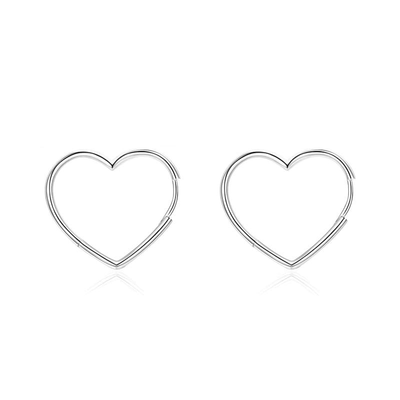 Cercei argint 925, JW1797, model inima, placati cu rodiu