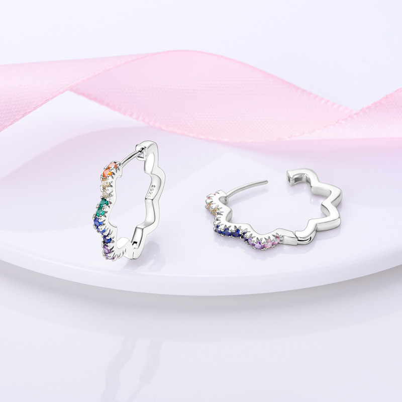 Cercei argint 925, JW601, model floare, placati cu rodiu