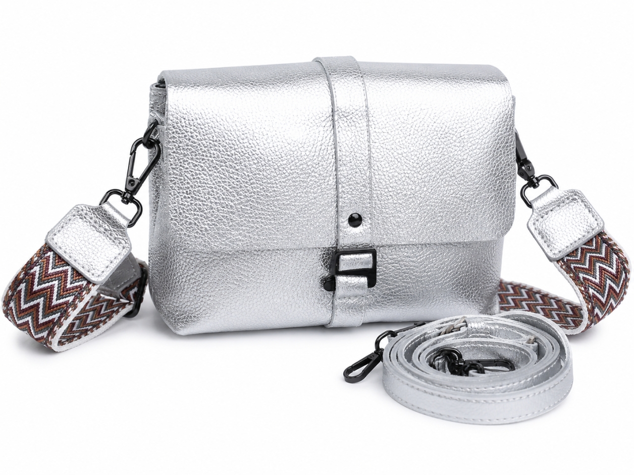 Geanta de dama, 99150, piele naturala, Argintie