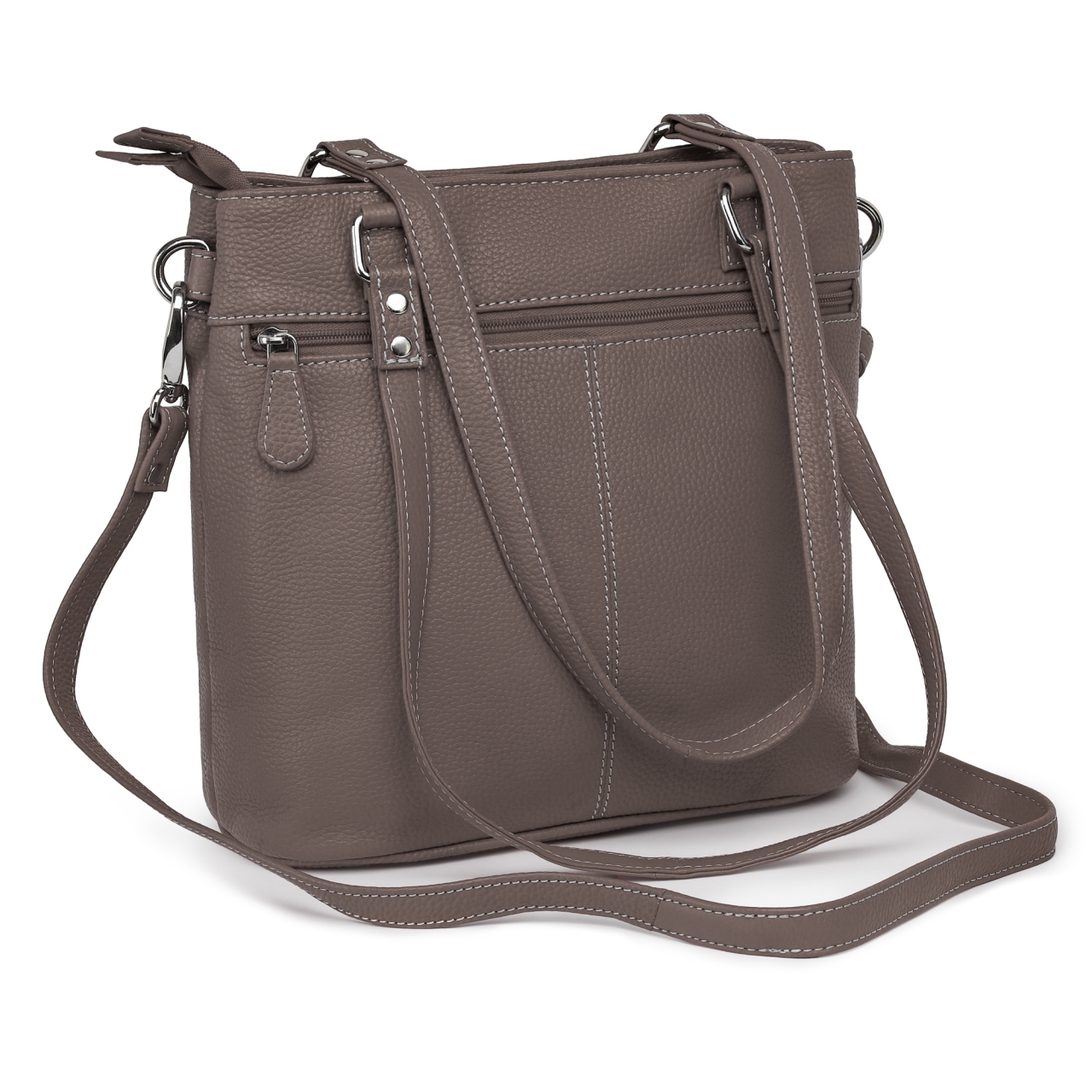 Geanta de dama, Anne GT3856, piele naturala, Dark Taupe - imagine 3