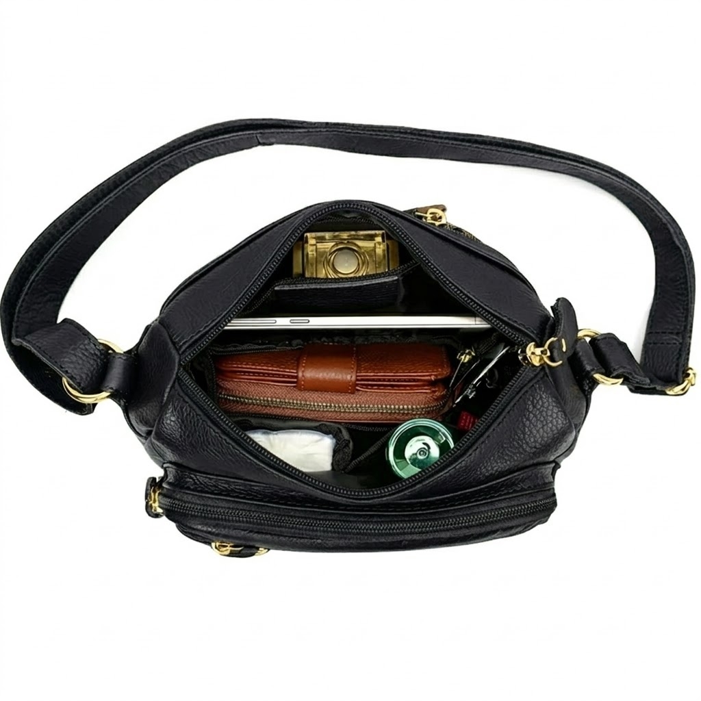 Geanta de dama, Caroline GT3832, piele naturala, Negru - imagine 6